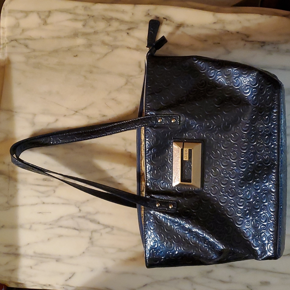 Vintage GUESS Navy embossed G Bag
